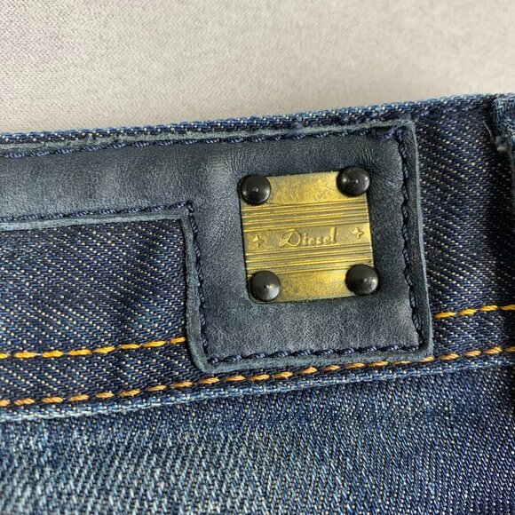 Diesel Mens Pants 30 Blue Jeans Deetak Slim Straight Dark Wash Rigid Italy 30x32 - Picture 14 of 15
